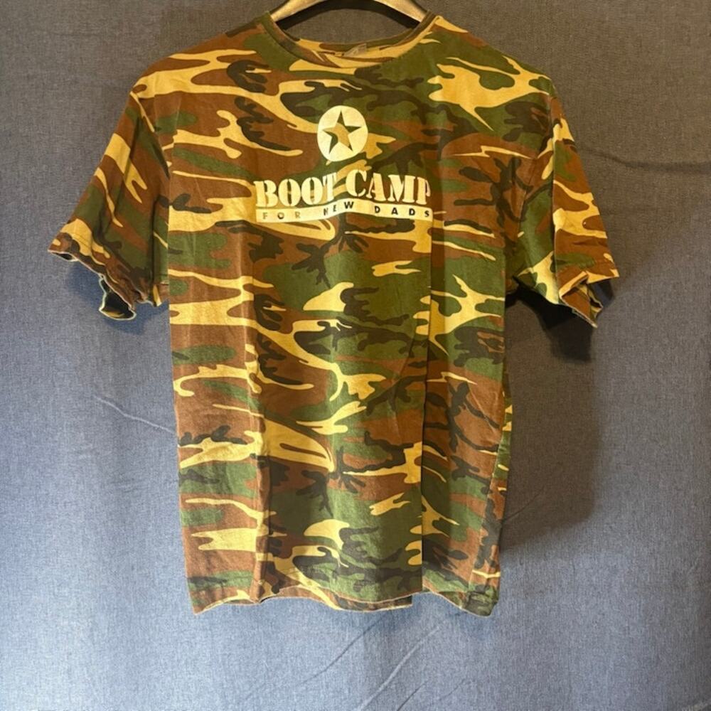 Boot Camp for New Dad Novelty Camo T-Shirt sz XL Fathers Day